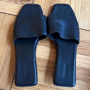 Bembien Black Leather Women's Slides